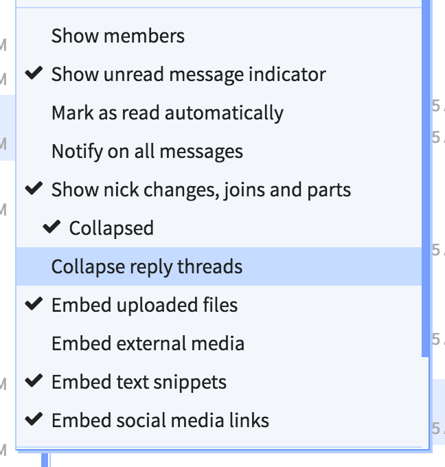 Per channel setting to collapse all reply threads